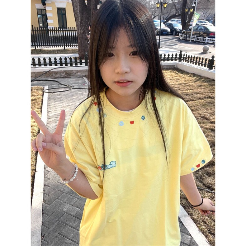 H0837-P35推荐#全刺绣休闲宽松潮牌短袖T恤,女装T恤,星座617A-2