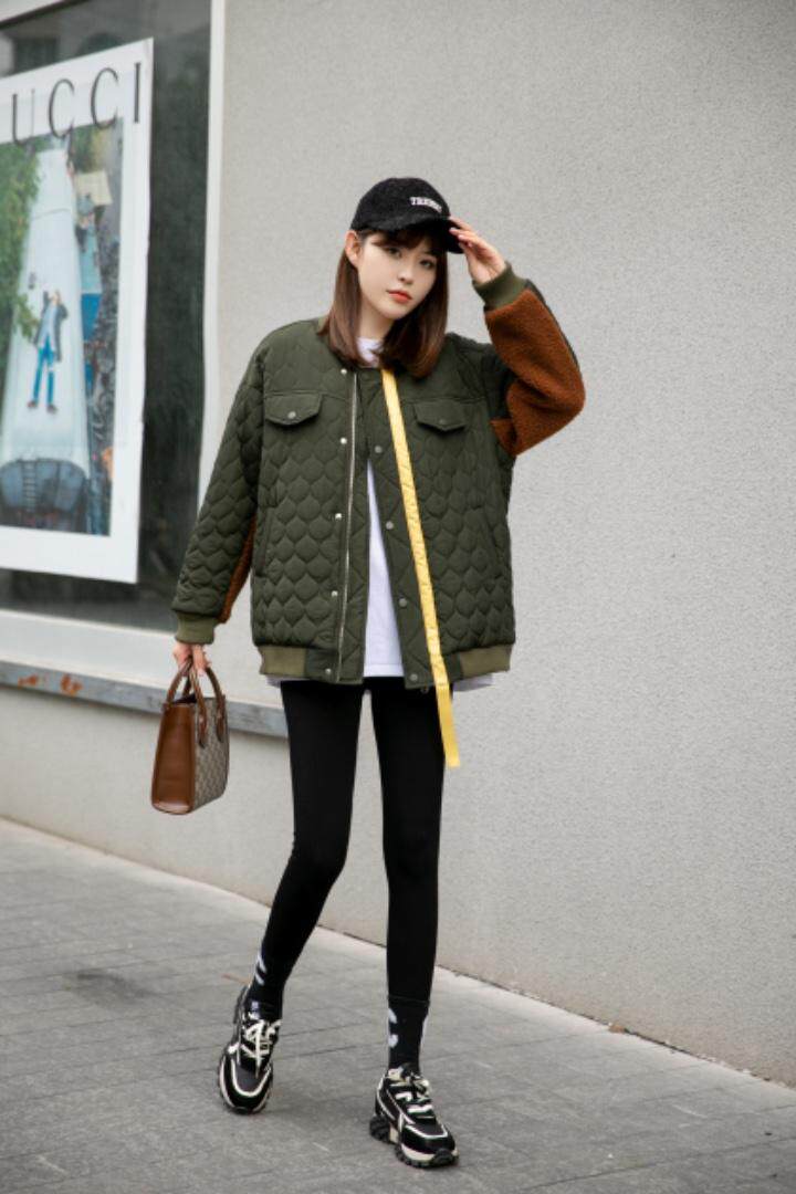 现货：羊羔毛拼接衣，女装棉衣/棉服，蕃米莉