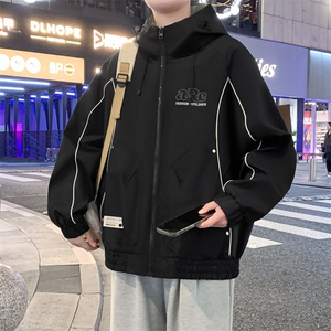 外套男学生潮流撞色连帽夹克春秋青少年帅气冲锋 A436-JK2589-P75图片