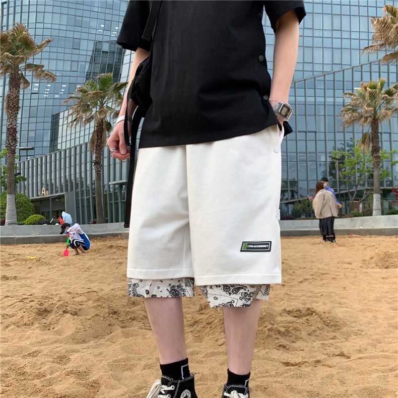 腰果花美式篮球短裤男潮牌ins夏季假两件P20图片