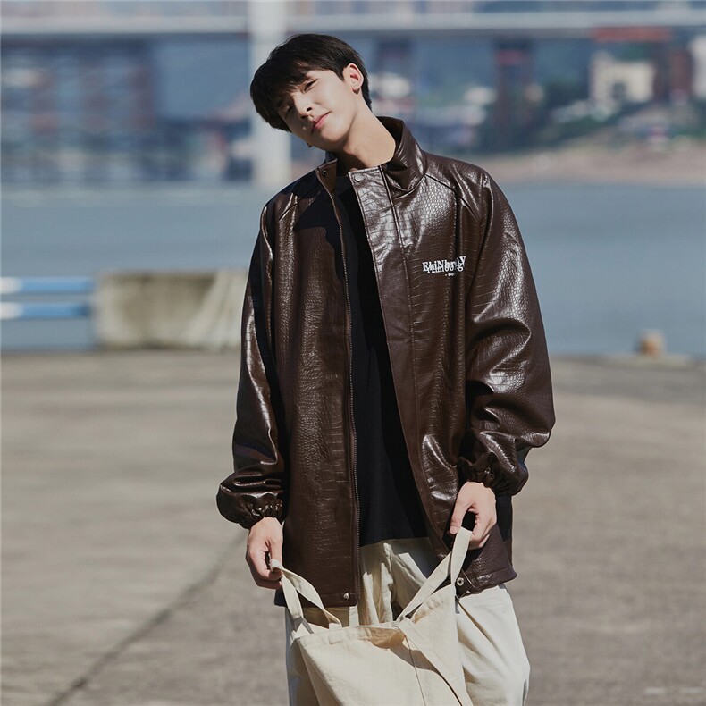 2025CityBoy皮夹克男中性休闲宽松潮流皮衣男夹克外套JK7570P85控，男装夹克，星座227-7