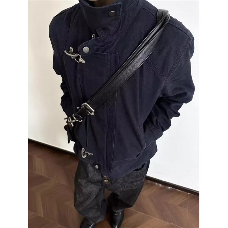 复古工装夹克男宽松潮流新中式盘扣立领风痞帅夹克外套JH322,男装夹克,星座1116A（原606A-3）