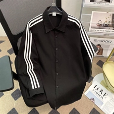 2025美式三条杠长袖衬衫女男款春夏宽松休闲衬衣外套CY1097-P34，男装衬衫，星座412-2