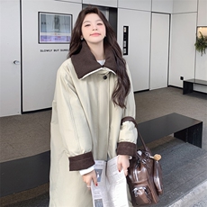 韩版时尚中长款风衣式羽绒服女2025年冬季新款显瘦加厚白鸭绒外套，女装羽绒服，2C205