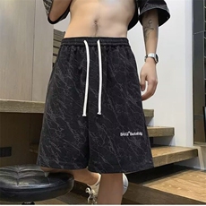美式复古短裤男生潮牌夏季薄款运动四五分裤高街刺绣休闲中裤，男装牛仔裤，星座218-1（原230）