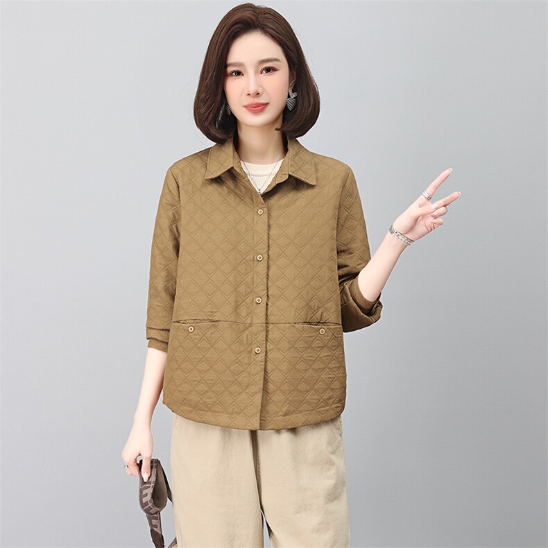 2023秋季新款纯色格子单排扣外套女,女装短外套,雪樱依海