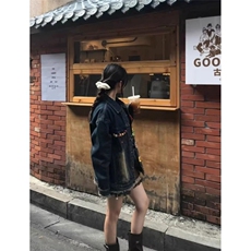 2580-P73做旧水洗牛仔外套女花朵2025新款设计感宽松百搭休闲，男装工装外套，电商B323A