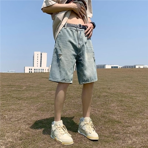 青春流行ins男原宿美式vibe裤子直筒水洗拉链牛仔裤潮ND54P36图片