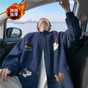 加绒加厚冬款男女开衫卫衣卡通动物刺绣保暖外套WY236 P58图片