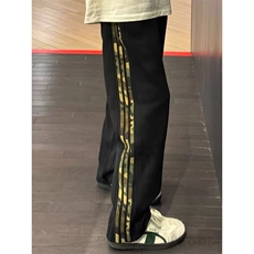 白花灰色弯刀卫裤男秋冬条纹裤子高街潮流百搭休闲长裤WLK822-P42，男装休闲裤，星座1008