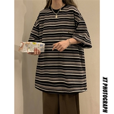 1中性大码M-5XL条纹短袖T恤立体口袋设计短袖T恤男DT8768P40控59，男装T恤，星座226-2