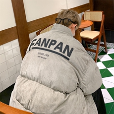 麂皮绒复合棉服宽松棉衣加厚印花棉袄面包服MY8698/特P90灰，男装棉衣，电商A094