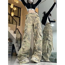 DN7081-特P48新款美式迷彩工装束脚牛仔裤男女潮夏季宽松阔腿裤，男装牛仔裤，星座603-2