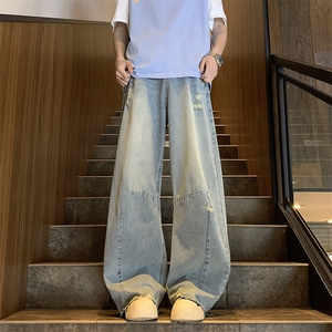 特~星巴克夏季破洞牛仔裤直筒宽松版型设计款男裤长期有货571P49