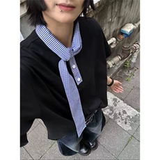 航海家夏季松弛感飘带丝巾领拼接短袖polo衫男百搭宽松领带T恤，男装Polo衫，星座506A