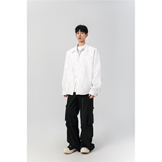 8XL-M小众解构肌理感裂纹垫肩花衬衫男高级感宽松衬衣男CS520P55，男装衬衫，电商D206-1