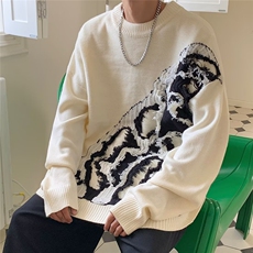 7116-P42冬季毛衣男士针织衫青年韩版宽松个性打底衫拼色毛线衣，男装T恤，电商B323A
