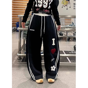 女生裤子春秋款新款彩心外穿设计感小众运动休闲卫裤KW03