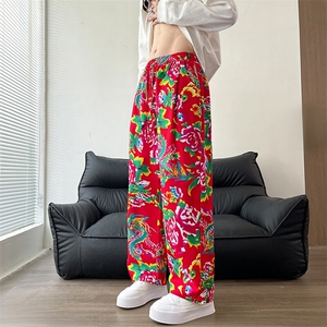 CK203东北大花民族特色风休闲哈伦运动裤束脚九分裤团队男女图片