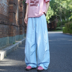 美式街舞伞兵裤男款春秋季2025新款小众多巴胺宽松阔腿褶皱休闲裤，男装休闲裤，电商A429