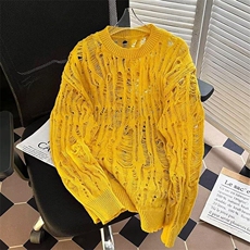 小众设计感镂空套头毛衣男款宽松休闲百搭慵懒风破洞针织罩衫上衣，男装针织衫/毛衣，星座1013