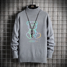 M18139-P45加绒款-P65半高领毛衣男士大码针织衫男毛线衣男网格，男装针织衫/毛衣，电商A040A