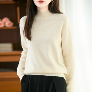 2025年秋季纯色套头长袖通勤半高圆领图片