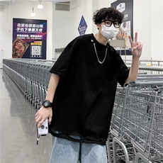 春季ins标准时尚潮牌圆领T恤原宿简约慵懒男潮流五分袖T1495-P28，男装T恤，星座512-3