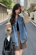 2023年秋季牛仔拼接棒球服82386-P145-K188，女装短外套，一九零