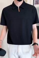 2025新款夏季短袖T恤男设计感拉链Polo衫版型A313-1-A110-P55，男装T恤，电商A313-1