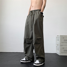 美式高街hiphop工装裤褶皱伞兵裤直筒阔腿裤XZ211-1-K2331-P55，男装工装外套，星座211-1