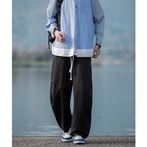 2025春夏新款潮牌大码弯刀裤宽松直筒休闲长裤男2530-P40控59图片