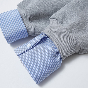 抖音得物高品质26春装美式高街假两件衬衫领长袖卫衣POLO领打底衫图片