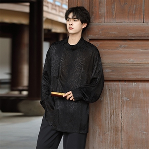 秋季新品（八旗都统）新中式潮丝绸衬衫改良唐装盘扣外套30513图片