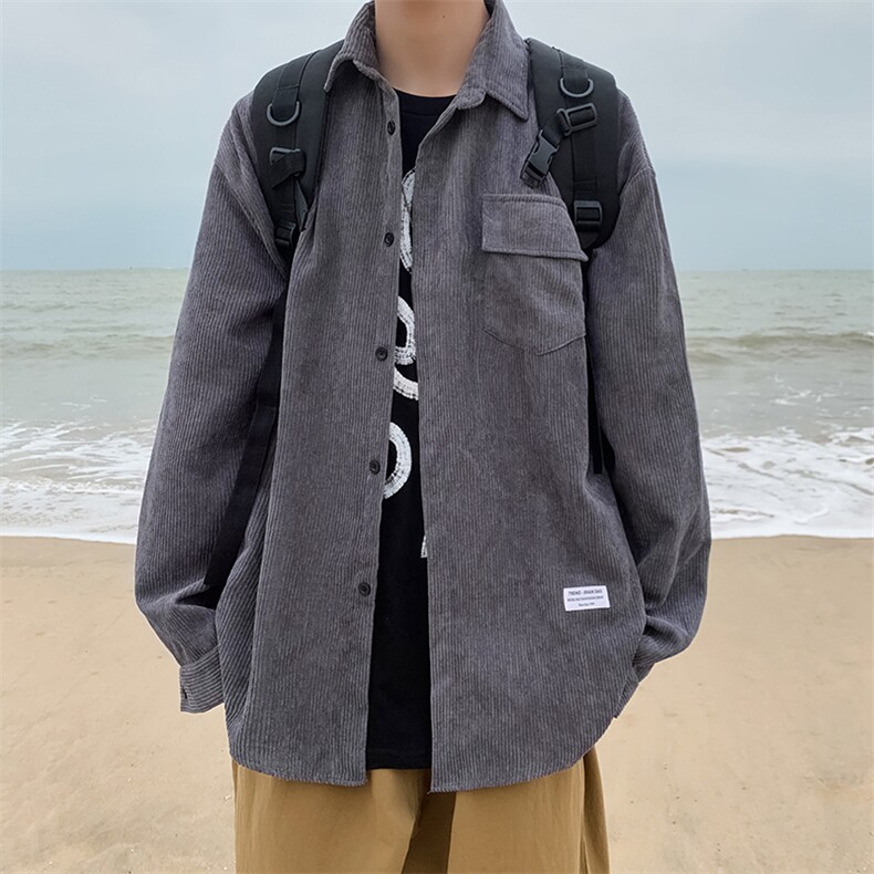 美式百搭条纹衬衫春秋款男士宽松长袖衬衣休闲外穿上衣W1106-P38,男装夹克,星座512-4