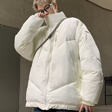 简约立领拉链纯色棉服男女冬季款美式复古防风休闲保暖外套，男装棉衣，星座506A