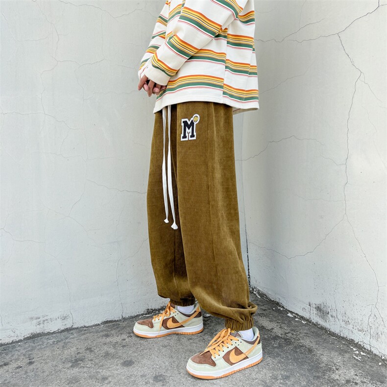 高街得物抖音毛巾绣秋灯芯绒裤子休闲裤长裤227-2*K293*P45控68，男装休闲裤，星座227-2