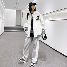 秋装新品刺绣夹克情侣款2023中性风男女简约棒球服外套8007-P85，男装夹克，电商A441-1