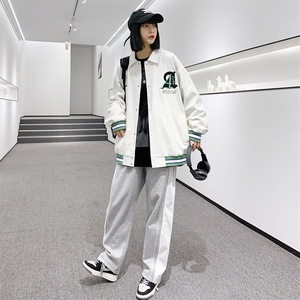 秋装新品刺绣夹克情侣款2023中性风男女简约棒球服外套 8007-P85图片