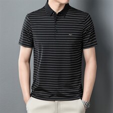 短袖t恤男翻领POLO打底衫夏季新款条纹宽松短袖潮流休闲男士上衣，男装T恤，电商B212（原钱塘6029）