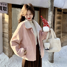 新款粉色皮毛一体外套2C122-5136-P195-K288，女装棉衣/棉服，2C122