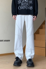 B221美式ins高街小众毛边直筒牛仔裤LK23035-P60控78，男装牛仔裤，电商B221