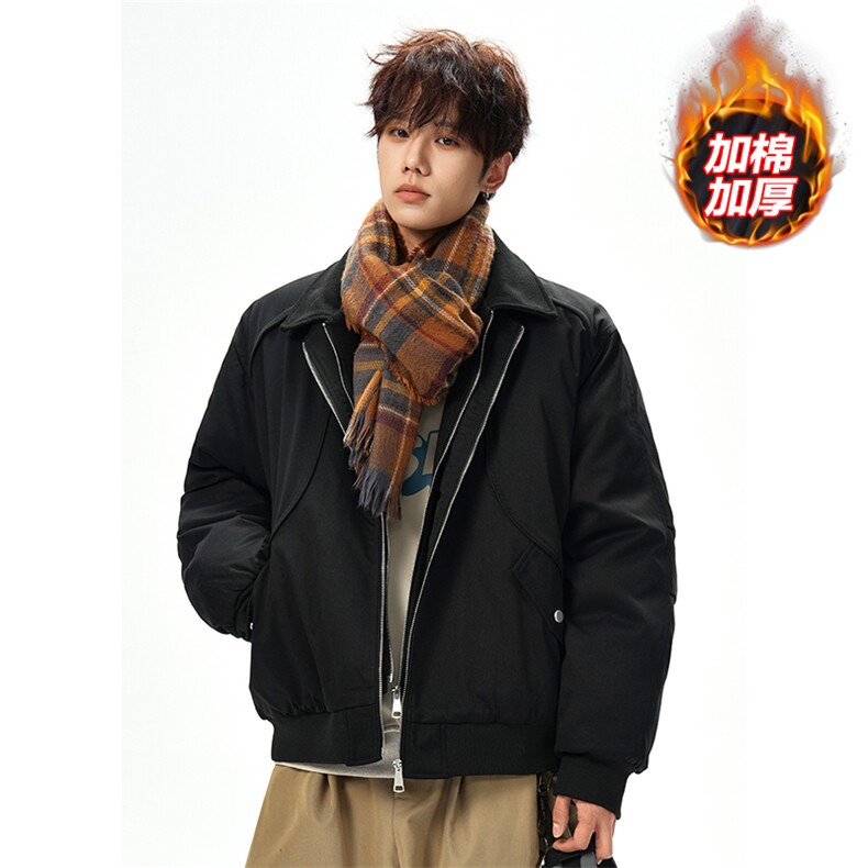冬季新款拼接假两件加棉双拉链棉衣夹克外套男M24995-特P105控188，男装夹克，电商A001