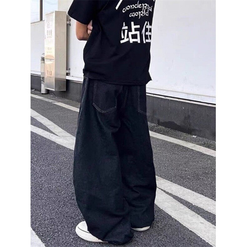 CP1232-P50美式复古水洗弯刀牛仔裤男宽松设计感小众阔腿休闲裤,男装牛仔裤,电商B323A