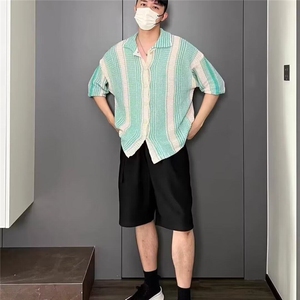 2025复古衬衫男夏装港风学生宽松小众设计感趣味新款男装上衣图片