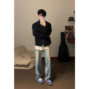 网图有货 黑色垫肩行政夹克外套男J707-常规款P50 J708垫肩款P55图片