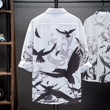 1港风夏季休闲情侣大码M-5XL潮流帅气衬衫男挂拍家具7854P45控68，男装衬衫，星座226-2