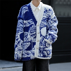 8XL-M慵懒风软糯毛衣开衫针织开衫外套男中长款MY1215P118控148，男装针织衫/毛衣，电商D206-1