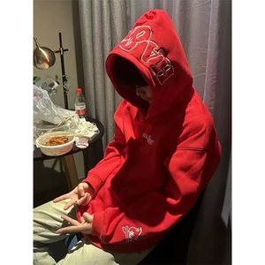 JY515-P48 美式复古连帽卫衣男款重工刺绣重磅帽衫上衣帽衫图片