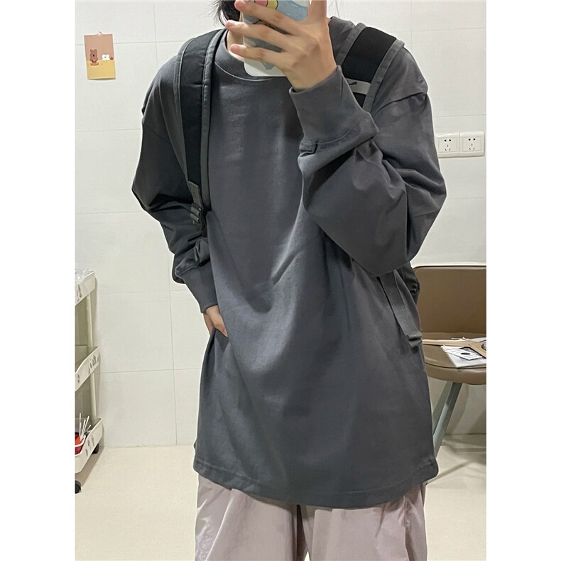 260克重磅精梳纯棉纯色光板长袖T恤秋季打底衫T005-P22单装+1,男装T恤,电商C310